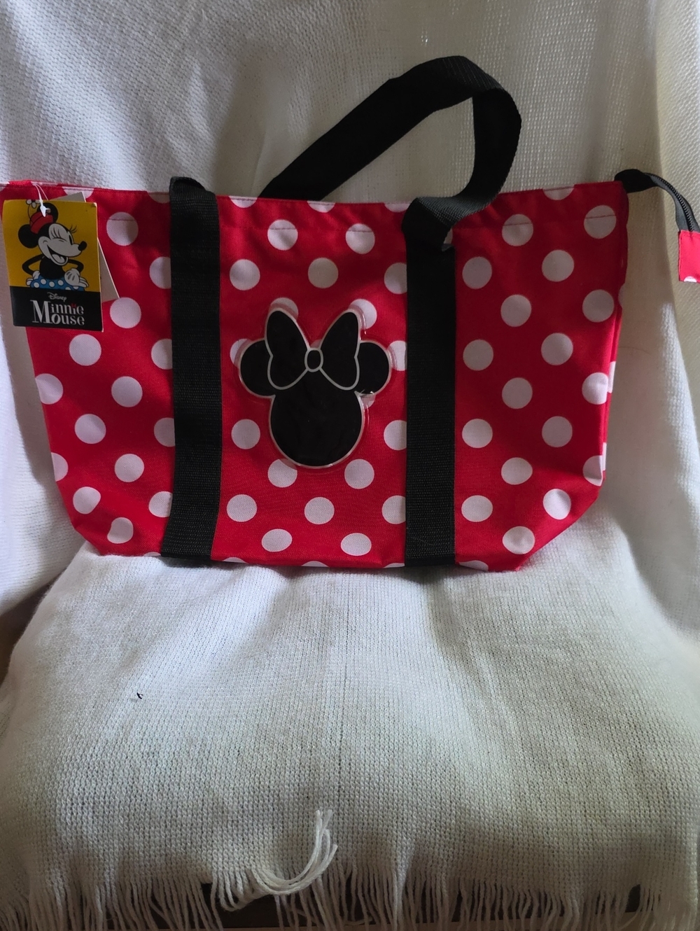 Disney Red and White Polka Dot Minnie Tote with Black Accents NWT